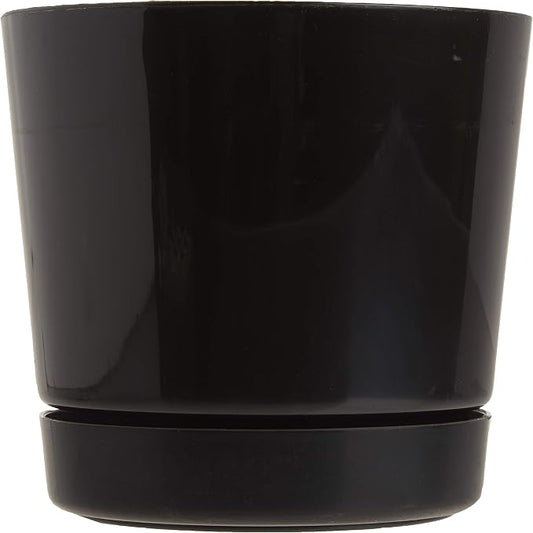 Novelty Majestic Full Depth Round Cylinder Pot, Glossy Black, 6-Inch (10068)