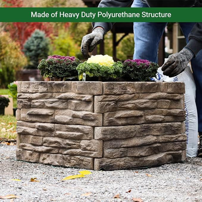 Raised Garden Bed Outdoor Tan/Brown Ledgestones Composite Polyurethane Natural Look Stone Garden Planter Box (6 Panel Pack)