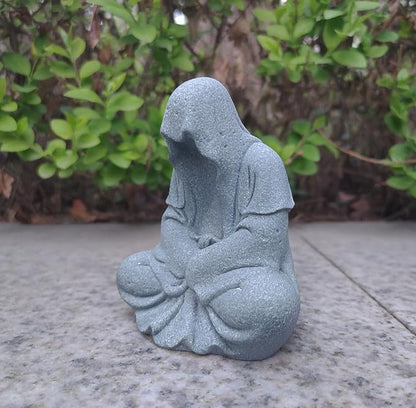 Aquarium Buddah Statue Sandstone Zen Buddha Sculptures for Garden Fish Tank Home Decorations (A)