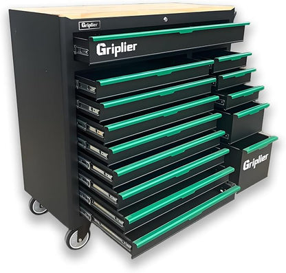 14-Drawers Rolling Tool Chest with Wood Workbench,Brake Casters,Lock & Key,Heavy-Duty Steel Tool Cabinet Storage, for Home,Garbge or Workshop Use (14 Drawers)