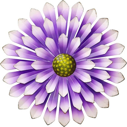 Metal Flowers Wall Decor Indoor Outdoor Metal Wall Art for Farmhouse Home Living Room Bedroom Bathroom Garden Decor - Purple