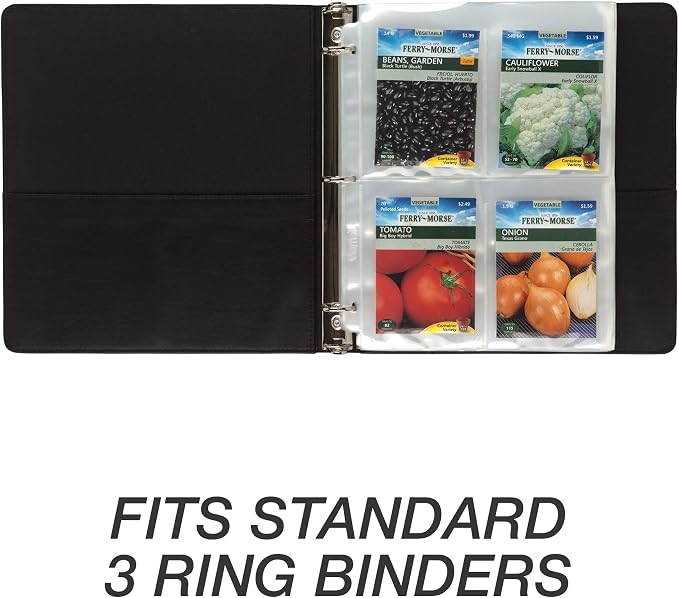 Samsill 50 Pack Heavy Weight 4 Pocket Garden Seeds Storage Clear Sheet Protectors, Seed Organizer, Each Pocket Measures 3.5" x 5.25", Fits in Standard 3 Ring Binder