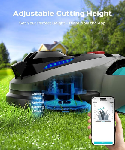 YARDCARE N1600 PRO Wireless Robotic Lawn Mower, RTK & Vision Navigation, Up to 0.4 Acre Coverage, Smart App Control, Multi-Zone Mapping, Systematic Mowing Robot