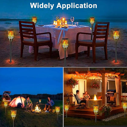 96 LED Solar Torch Lights 43" Waterproof Flickering Flame Lights | Realistic flickering flame, auto dusk-to-dawn, tool-free stake mount, all-weather durable, for garden patio lawn parties
