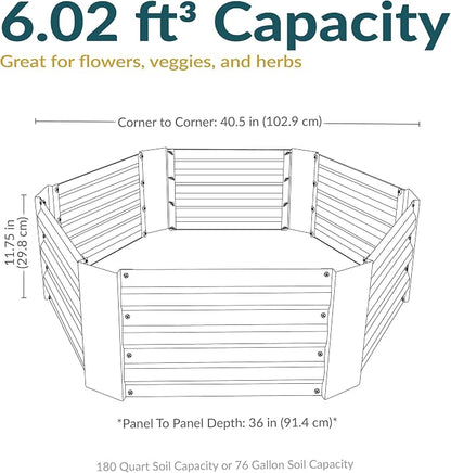 Sunnydaze Galvanized Raised Garden Bed Kit - 4x3x1 ft Outdoor Raised Garden Bed - Metal Planter Box for Vegetables, Flowers, Herbs - Dark Gray - Hexagon