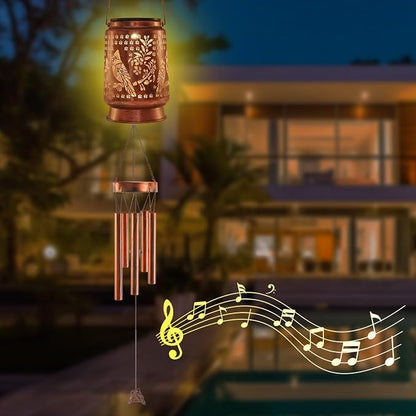 41” Cardinal Solar Wind Chimes for Outside, Memorial Wind Chimes with Metal Solar Lantern, Sympathy Gifts for Women Mom, Outdoor Garden Decor for Patio Yard Porch