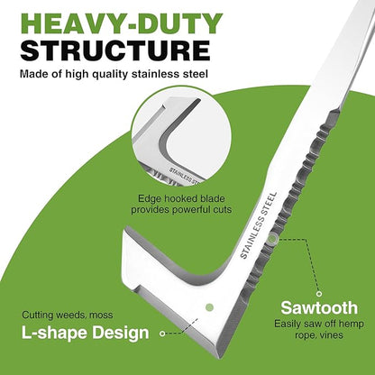 WORKPRO Crack Weeder, 12" Stainless Steel Crevice Weeding Tool | Soft Handle, L-Shaped Side-Walk Weed Puller Spatula, For Garden Lawn Yard Patio Terrace Paving Moss Garden Tool