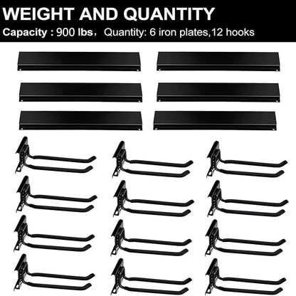 Wallmaster Garage Storage Organization Wall Mount, Garden Tool Rack Organizer Heavy Duty Folding Chair Hangers with 12 Adjustable Hooks 96inch Tracks Max Load 900lb