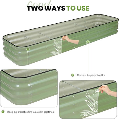 5-in-1 Adjustable Raised Garden Bed Kit | Galvanized Planter Boxes for Vegetables, Flowers | 12" Tall, Multiple Sizes (8x2x1ft, 9x1x1ft, 5x5x1ft, 6x4x1ft, 7x3x1ft) | Outdoor Metal Raised Bed, Green