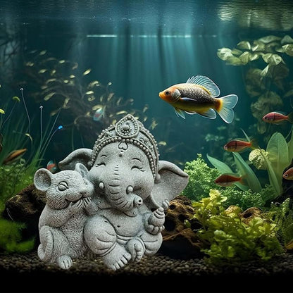 livelyfish Small Elephant Statue Sandstone Figurine Hindu Meditation Buddha Sculpture for Fish Tank Aquarium Decoration (C)