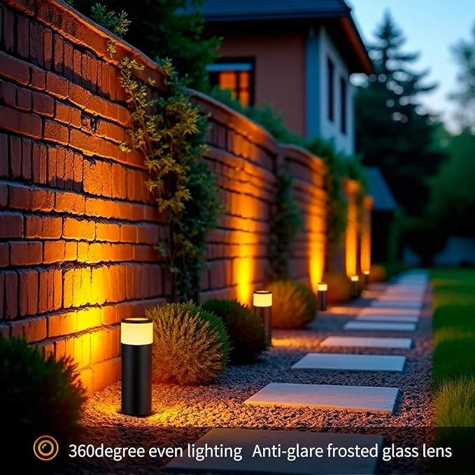 5CCT Low Voltage Bollard Pathway Lights, 4.5W 320LM 12-24V AC/DC | Aluminum Waterproof Outdoor Landscape Path Light, Glass Head 4FT Corded with IP65 Wire Nuts, 4Pack 1800/2200/2700/4000/5000K