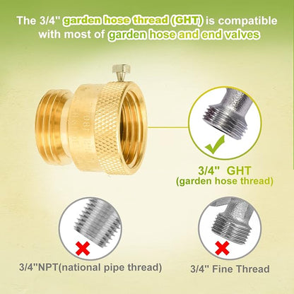 SUNGATOR 6-Pack Vacuum Breakers, 3/4'' Anti Siphon Valve Outside Faucet, 3/4 Inch GHT Hose Bib Backflow Preventer for Outdoor Faucet, Brass 3/4'' Hose Bib Anti-Backflow Vacuum Breakers for Garden Hose