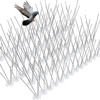 Bird Spikes for Pigeons Small Birds Stainless Steel 200 feet Coverage Outdoor Use Bird Spikes Strips for Fence with 304 Stainless Steel Pins and Plastic Base Flexible Use