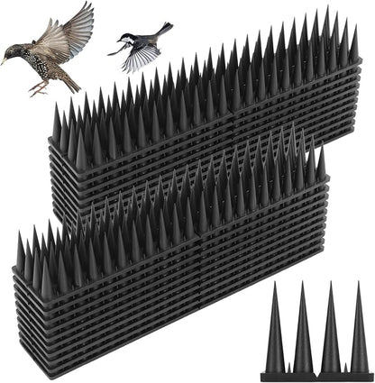 Bird Spikes, 18.7 Feet Bird Guard Spikes for Squirrel Cat Raccoon and Other Small Animals, Pigeon Spikes for Outdoor Fences and Roofs, Durable Plastic Bird Barrier Strips(20 Pack)