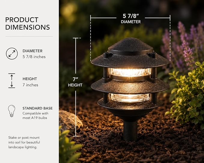 Generation Lighting 9226-12 Single Light Outdoor Path Fixture with Clear Glass, Black, 1-Light, cETL Listed, Safety Rated for Wet Locations - Outdoor Path Light, Aluminum Construction