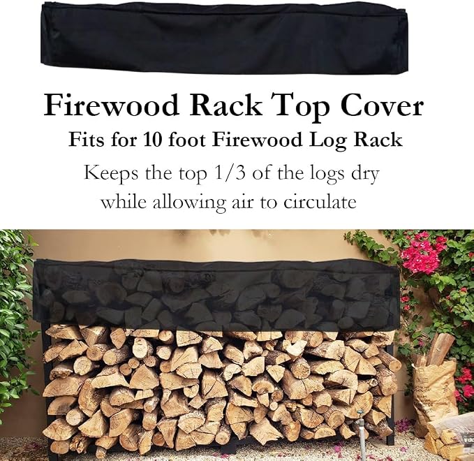 Firewood Rack Top Cover Waterproof Replacement for 10 foot | Firewood Log Heavy Duty Storage Log Rack Covers (Not The Full Cover)
