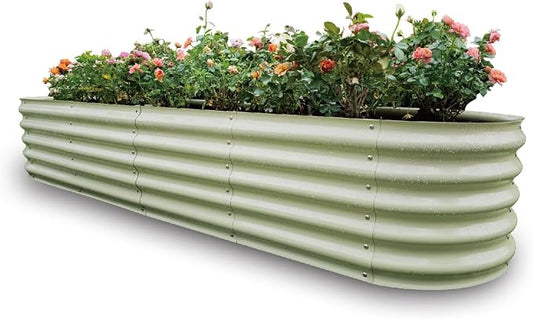 Gardmax Galvanized Raised Garden Bed, Lightweight Planter Boxes Outdoor with Easy Assembly, Large Garden Bed for Vegetables, Fruits, Flower Milk White 8x2x1.5 FT