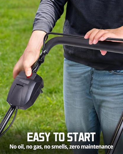 PowerSmart 40V 21" Cordless Electric Lawn Mower Brushless Motor, Mulch/Bag/Rear Discharge, 6-Position Height Adjust (1.5"–3.9"), Folds Flat, 2×4.0Ah Batteries & Charger Included,Up to 1/4 Acre