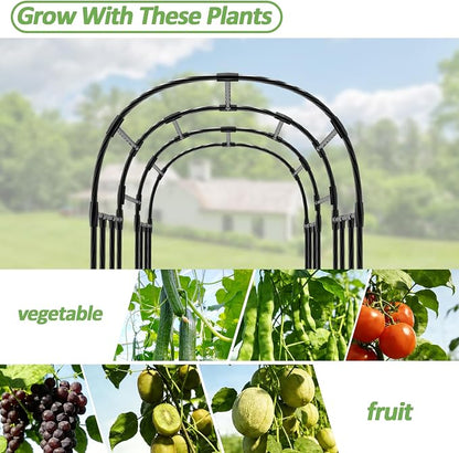Garden Arch Trellis - 47" L*71" W*87" H, Rust-Proof Grape Trellis with Thickened Steel 20MM Pipe, Garden Arch Trellis for Climbing Plants Outdoor, Tunnel Trellis for Cucumber, Pumpkin, Melon
