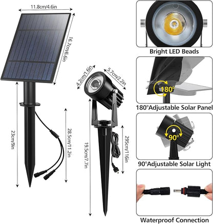 T-SUN Blue Solar Spotlights Outdoor, 2-in-1 Waterproof Solar Landscape Spotlights, 2 Lighting Modes Adjustable Solar Lights for Trees, Yard, Garden, Pathway, Patio, Pool Area(Blue)