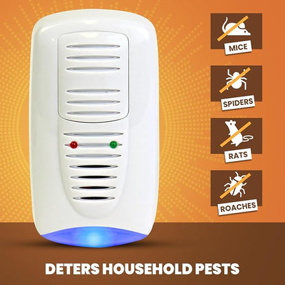 PestContro Ultrasonic Rodent Repeller w/ Floor Light, Plug-In Electromagnetic Pest Repellent and Nightlight, Non-Lethal Control for Mice Rat Cockroach Spider Ants, Kitchen Cellar Office Garage Attic