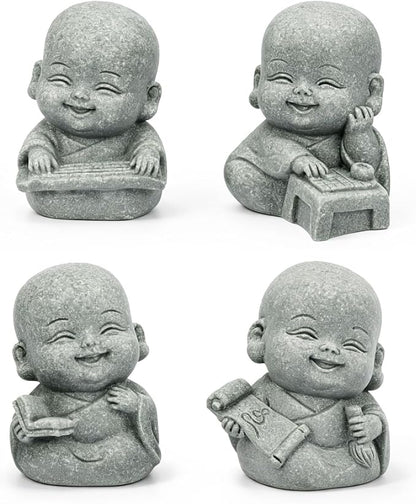 Buddha Statue for Home Decor - 2 Inch Sandstone Figurines for Spiritual Decor, Feng Shui, Zen Garden, Car Dashboard, Office Desk, Home & Garden Decor with Blessing Amulet