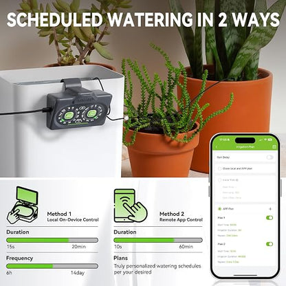 RAINPOINT WiFi Smart Programmable Solar Drip Irrigation System for Indoor Houseplant Water Up to 15 Pots, Compact Vacation Auto Plant Waterer Self Watering Device While Away Low Water Auto Shut-Off