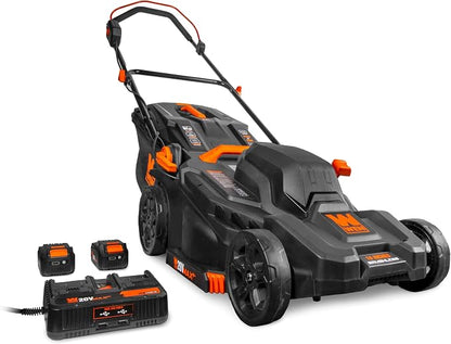 WEN 20V Max Cordless 19-Inch Lawn Mower, String Trimmer, and Leaf Blower Combo Kit with Two 5Ah Batteries and Dual Port Charger (20VK3TBM)
