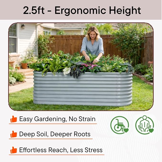 30" Extra Tall Galvanized Raised Garden Bed, 6x2x2.5 ft Metal Planters for Outdoor Plants, Heavy Duty Flower Bed Deep Root for Vegetable, Garden Bed Outdoor Large Planter Box - Moss Green
