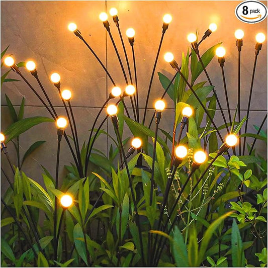 TONULAX Solar Garden Lights - 8 Pack 64 LED Upgraded Solar Swaying Light, Sway by Wind, Outdoor Lights, Yard Patio Pathway Decoration, High Flexibility Iron Wire & Heavy Bulb Base, Warm White