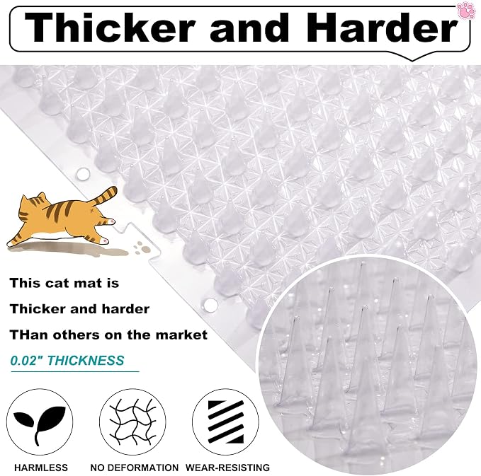 16 Pack Cat Repellent Outdoor Mat Cats Dogs Plastic Bendable Spiked Deterrent Training Repellent PET Mats with Spikes for Indoor Outdoor Supplies, 18.3 Square Feet, 16 x 13 Inch(Clear)