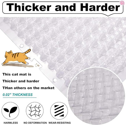 16 Pack Cat Repellent Outdoor Mat Cats Dogs Plastic Bendable Spiked Deterrent Training Repellent PET Mats with Spikes for Indoor Outdoor Supplies, 18.3 Square Feet, 16 x 13 Inch(Clear)
