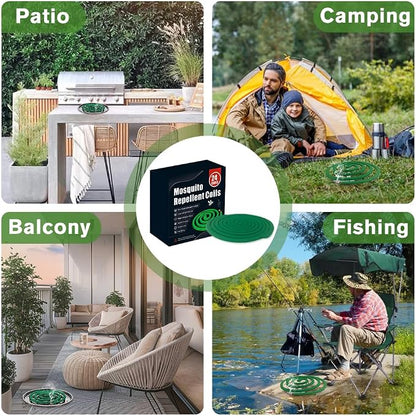 24 Extra Strength Mosquito Repellent Coils with 1 Metal Holder & 6 Stands, Citronella Incense Mosquito Coils Outdoor Patio Yard Camping Use, Long Lasting 6-8 Hrs Plant-Based Mosquito Coil Incense