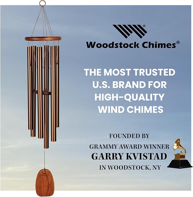 Woodstock Chimes Amazing Grace Wind Chime for Outside 40" Medium Bronze,Outdoor Decor for Patio, Porch, Garden, Memorial Gift for Loved Ones AGLBR