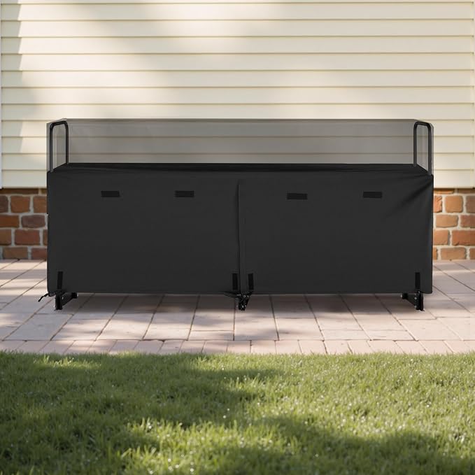 VEVOR Firewood Rack with Waterproof Cover, 8.4 ft Outdoor Firewood Holder, 1/2 Cord Storage Metal Log Holder, 660lb Max Weight Capacity, Top Covered, Powder-Coated Wood Storage Rack for Fireplace Deck