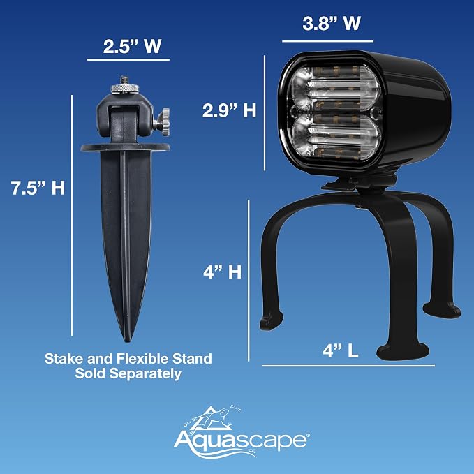 Aquascape 8-Watt Wide-Angle Submersible Warm White Underwater LED Light for Ponds & Water Features, 84077
