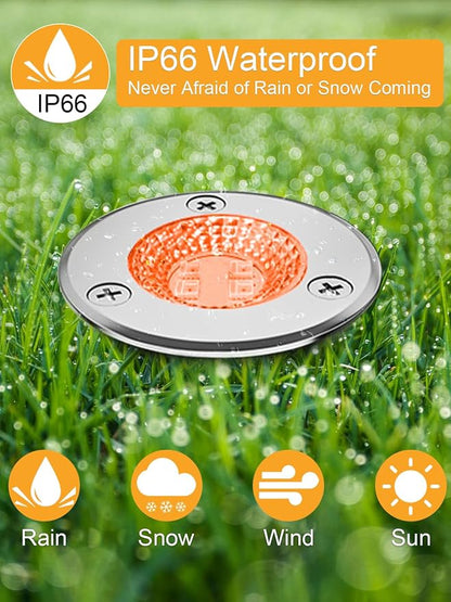 ZUCKEO Low Voltage Landscape Lighting RGB Well Lights Landscape LED In Ground Light, Outdoor Color Changing Landscape Lights, 12-24V Accent Spotlight for Yard Garden Pathway (20Pack with Connectors)