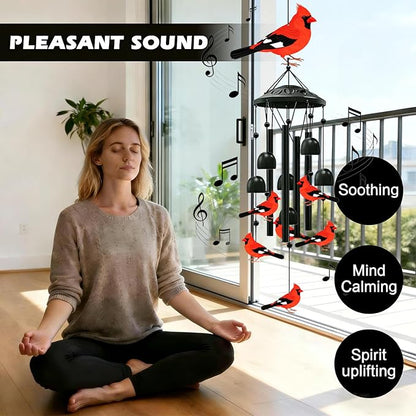 Memorial Wind Chimes Cardinal Gifts for Women Small Wind Chimes for Outside Metal Yard Art Garden Decor Sympathy Gifts for Loss of Loved One-1PCS