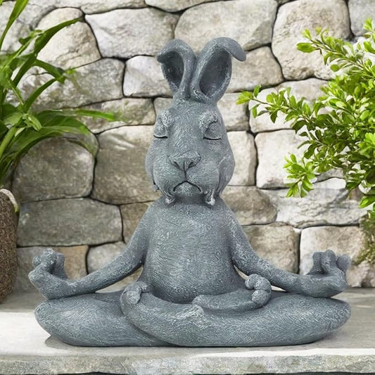 Meditating Rabbit Statue Buddha, Zen Rabbit, Zen Garden Rabbit Figurines for Home and Garden Decor, Rabbit Decorations Gift Ideas for Desk Office Bedroom Outdoor Yard Lawn (Rabbit)