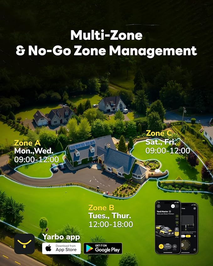 YARBO Robot Lawn Mower for Large Yard up to 6 Acres, Hands Free Operation, Perimeter Wire Free, Modular Design, 1.2"-4.0" Cutting Height, 70% Slopes, Auto Recharging, AI Vision & RTK for Navigation
