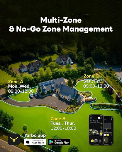 YARBO Robot Lawn Mower for Large Yard up to 6 Acres, Hands Free Operation, Perimeter Wire Free, Modular Design, 1.2"-4.0" Cutting Height, 70% Slopes, Auto Recharging, AI Vision & RTK for Navigation