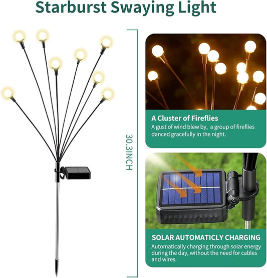 vignuto Solar Lights Outdoor Waterproof 4 Pack of 32 LEDs Garden Patio Firefly Decoration Unique Gifts Women Grandparents