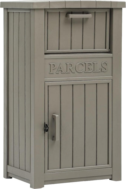 YITAHOME Anti-Theft Package Delivery Box for Outside w/Lockable Security | Outdoor Waterproof Parcel Drop Storage Boxes Resin Drop Box for Porch House Curbside, Taupe