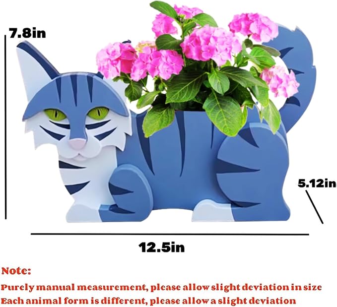 Sapphire White Cat Planter Pots, 12.5 x 5.12 x 7.8 Inches | Cat Flower Pot, Cute Animal Shaped Plant Pot, Gifts for Women & Pet Lovers, Indoor Outdoor Garden Home Office Decor