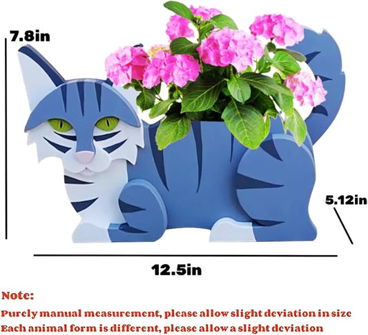 Sapphire White Cat Planter Pots, 12.5 x 5.12 x 7.8 Inches | Cat Flower Pot, Cute Animal Shaped Plant Pot, Gifts for Women & Pet Lovers, Indoor Outdoor Garden Home Office Decor