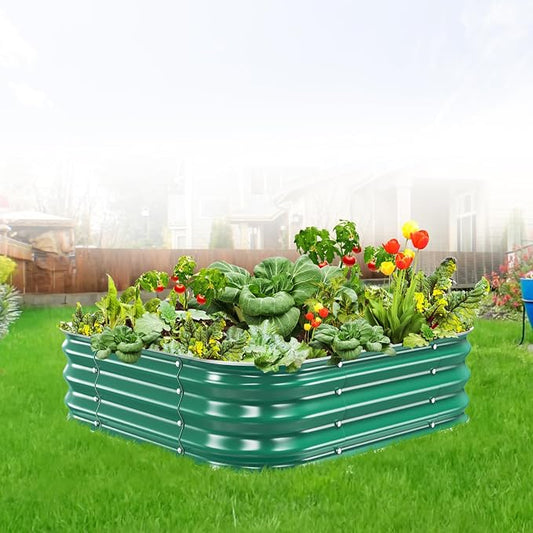 Galvanized Raised Garden Bed, 4x4x1ft Garden Planter Bed Outdoor, Heavy Duty Rustproof Steel Raised Bed Kit for Gardening Vegetables Fruits Flowers Grow Green