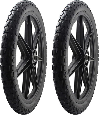 Marathon 92010-2PK Flat-Free 20" Tire and Wheel Assembly, Centered Hub, Ball Bearings, Heavy-Duty Plastic Spoked Wheel, Replacement for Rubbermaid Big Wheel and other Carts, Easy Install, 2 Pack