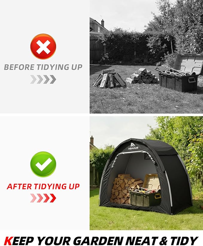 Abahub Portable Bike Storage Shed Tent with Rain Cover, Outdoor Silver-Coated Bicycle Shelter, PU4000 Waterproof 210D Oxford Fabric