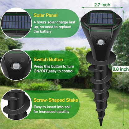 Mole Repellent Solar Powered, 4 Pack Ultrasonic Gopher Repeller IP65 Waterproof for Lawn Garden Yard, Sonic Vole Repellent Mole Killer Outdoor Get Rid of Snake Groundhog Chipmunk Squirrels-Black