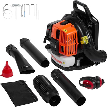 VEVOR 63CC Backpack Leaf Blower Gas Powered, 1.89L Tank, Delivers 1110CFM & 220MPH, Perfect for Garden Maintenance, Clearing Leaves & Snow